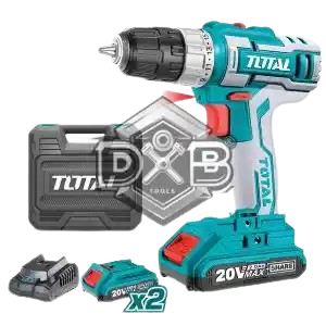 20V cordless drill with 2-speed gear, LED light, and 45Nm torque