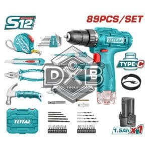 89 Pcs Tool Set with 12V Cordless Drill – Home & DIY Kit