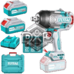 20V brushless cordless impact wrench with 300Nm torque, LED light, and socket set