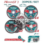 30-piece 76mm cutting and grinding disc set for mini cut-off tools