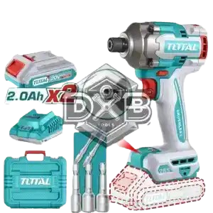 20V cordless impact drill with metal chuck, LED light, and 45Nm torque for drilling and impact applications